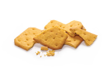 Salty crackers isolated on white background