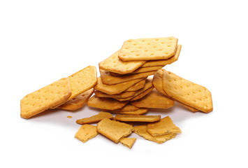 Salty crackers isolated on white background