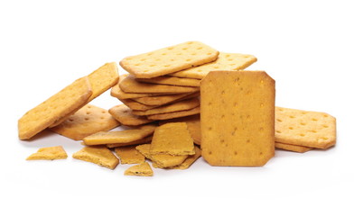 Salty crackers isolated on white background