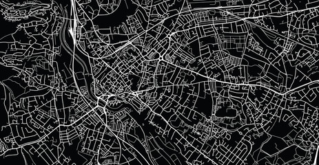 Urban vector city map of Exeter, England