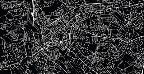 Urban vector city map of Exeter, England