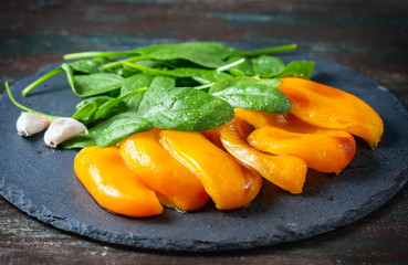 Yellow pepper baked on grill.