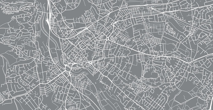 Urban vector city map of Exeter, England