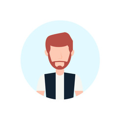 redhead man avatar isolated faceless beard male cartoon character portrait flat vector illustration