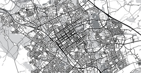 Urban vector city map of Milton Keynes, England