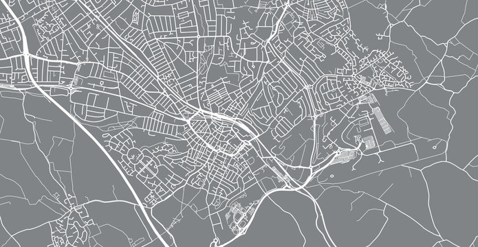 Urban vector city map of Luton, England