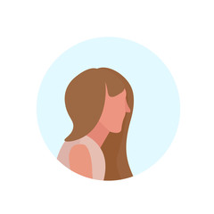 brown hair woman profile avatar isolated female cartoon character portrait flat vector illustration