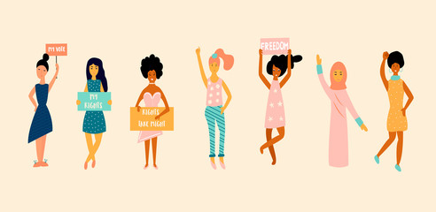 Concept of feminism, girl power, female equality.