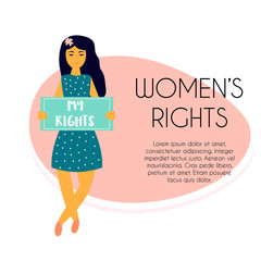 Vector illustration of woman holding a banner