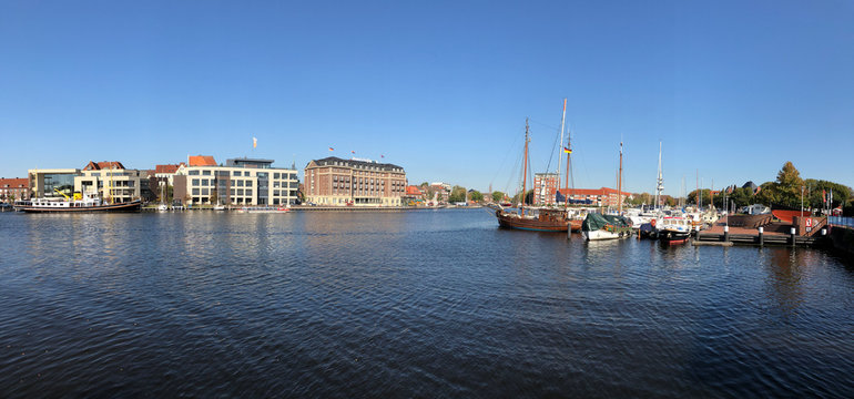 Panorama from the old inland port in Emden