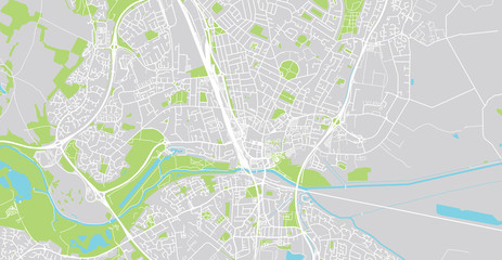 Urban vector city map of Peterborough, England