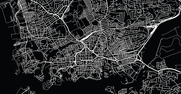 Urban vector city map of Plymouth, England