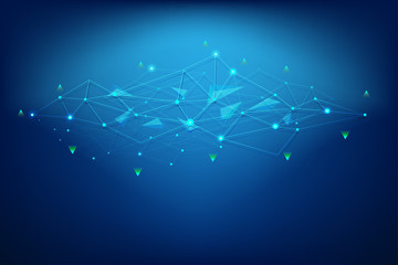 blobal network connections with points and lines. Interlinked nodes concept , Vector