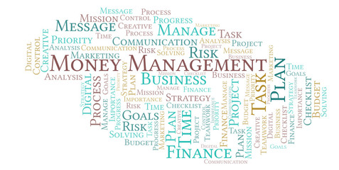 Money Management word cloud, made with text only.