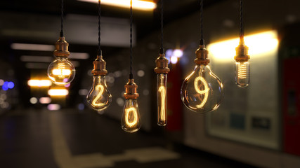 light bulb. new year 2019. edison light bulb