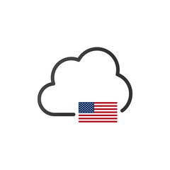 United States Cloud Domain Server or storage. VPN concept. US flag.