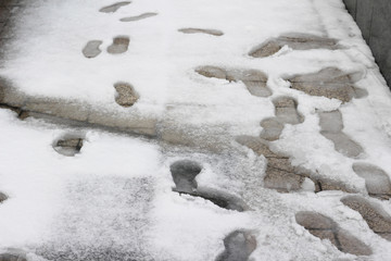 footprints on white snow