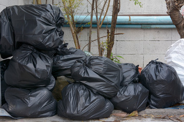 Garbage bag on sidewalk 