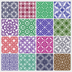 Set of abstract seamless patterns. Geometric background.