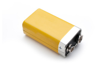 Blank 9v battery isolated on white background