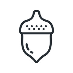 Acorn Oak Tree Flat Line Stroke Icon Pictogram