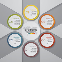 6 steps infographics element template chart for presentation.