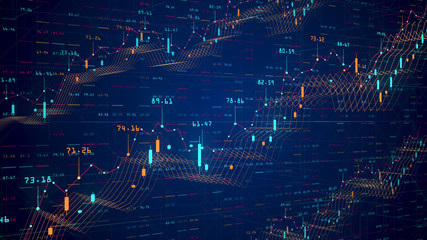 Stock chart - abstract digital 3d financial chart render showing growing value of the global stock market
