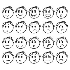 Vector icons of smiley faces