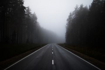 road in fog