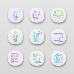 Business management app icons set