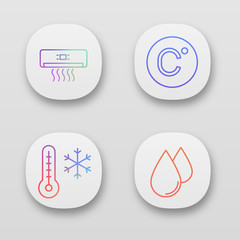 Air conditioning app icons set