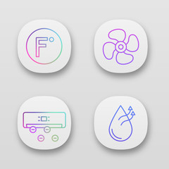 Air conditioning app icons set