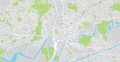 Urban vector city map of Warrington, England