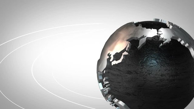 Animaci&oacute;n 3D en bucle de un globo terr&aacute;queo met&aacute;lico