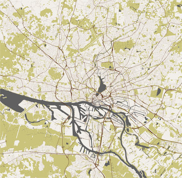 map of the city of Hamburg,, Germany