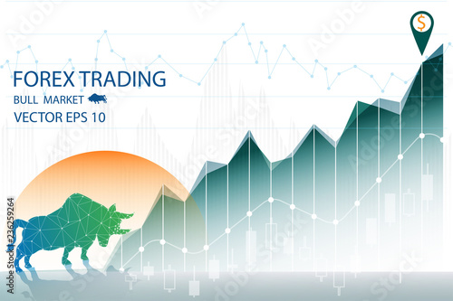 Vector Of Forex Trading Graph With Bear Market Or Bearish Market - 
