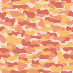 Creative camouflage vector seamless pattern. Military backdrop in orange and yellow colors. EPS10. Can be used as print on clothes, wrapping paper, design of banners.