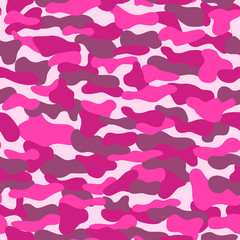 Creative camouflage vector seamless pattern. Military backdrop in lilac and burgundy colors. EPS10. Can be used as print on clothes, wrapping paper, design of banners.