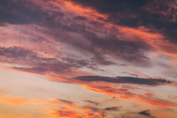 Clouds illuminated by the evening sunlight, texture