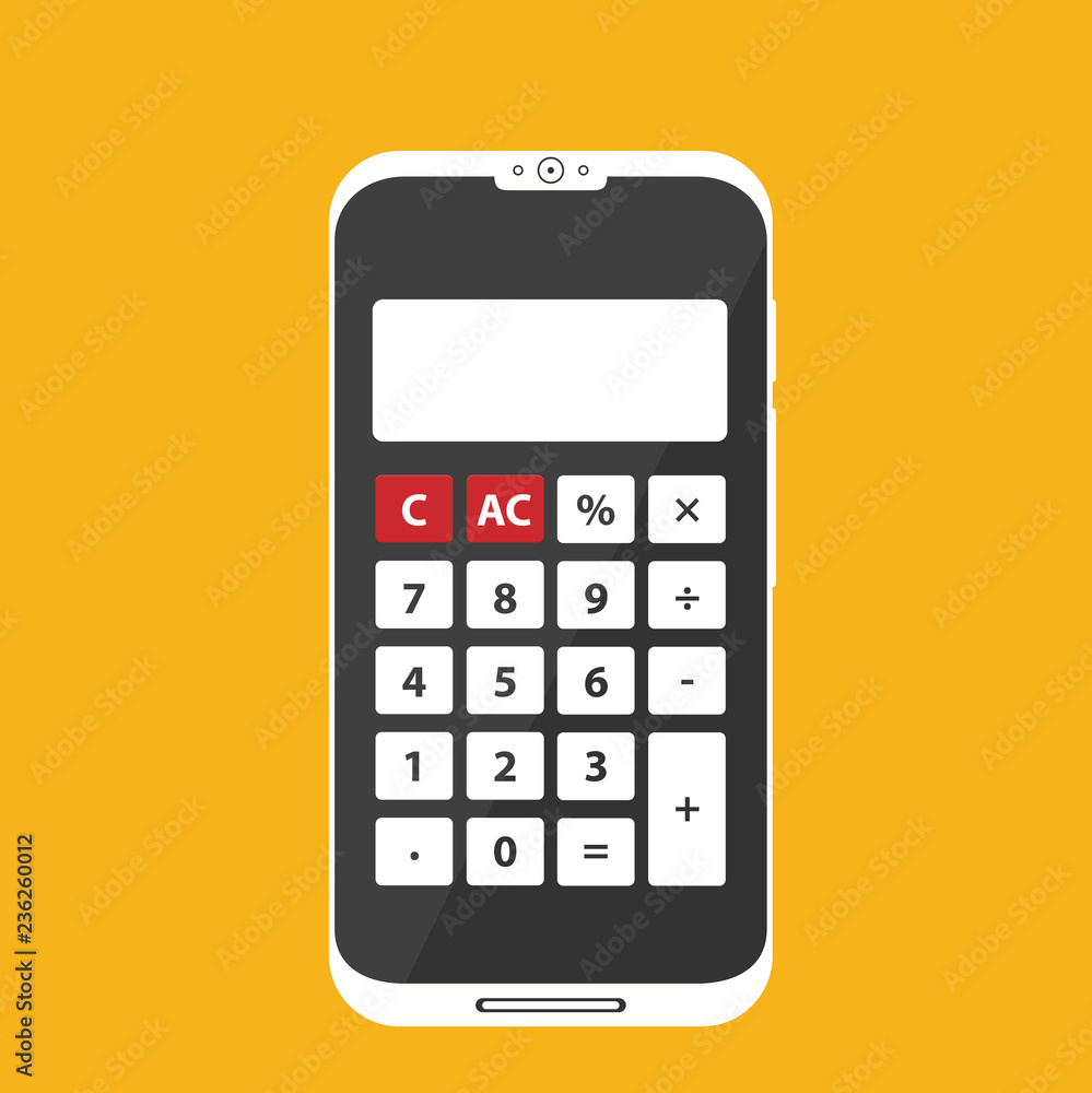 Aufkleber flat vector calculator on phone icon isolated on color background