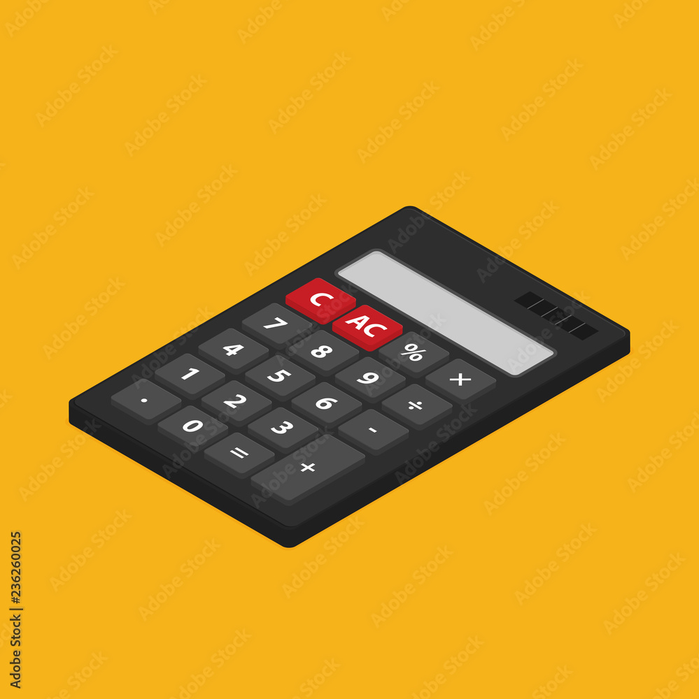 Poster flat isometric vector calculator icon isolated on color background