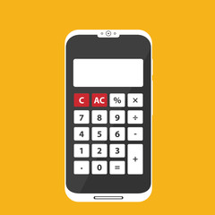Flat vector calculator on phone icon isolated on color background
