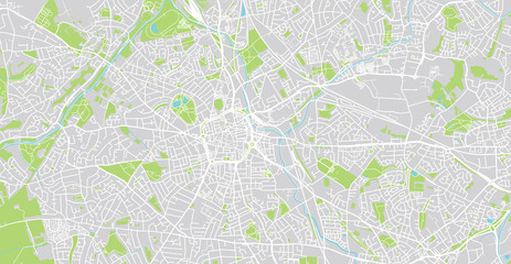 Fototapeta premium Mapa miasta miejskiego wektor z Wolverhampton w Anglii