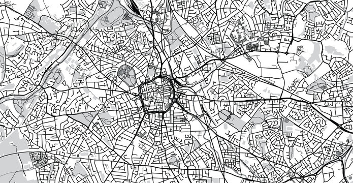 Urban vector city map of Wolverhampton, England
