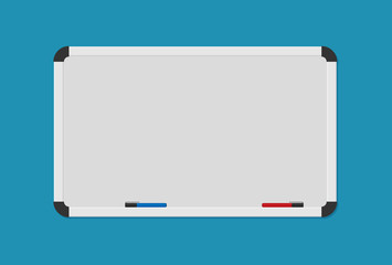 Whiteboard background frame with marker. Vector illustration in flat style.