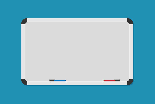 Whiteboard Background Frame With Marker. Vector Illustration In Flat Style.