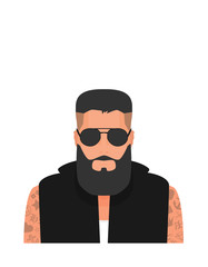 Flat cartoon hipster character, vector illustration
