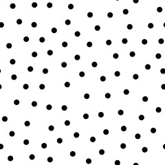 Random dotted seamless pattern. Simple geometric background in black and white. Vector illustration.