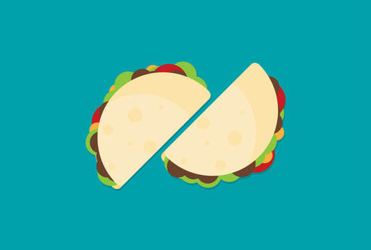 Simple taco in flat style, vector illustration