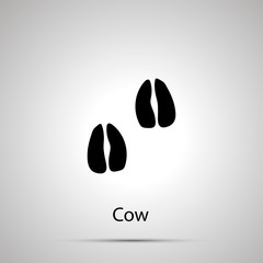 Cow paws, steps imprints, simple black silhouette